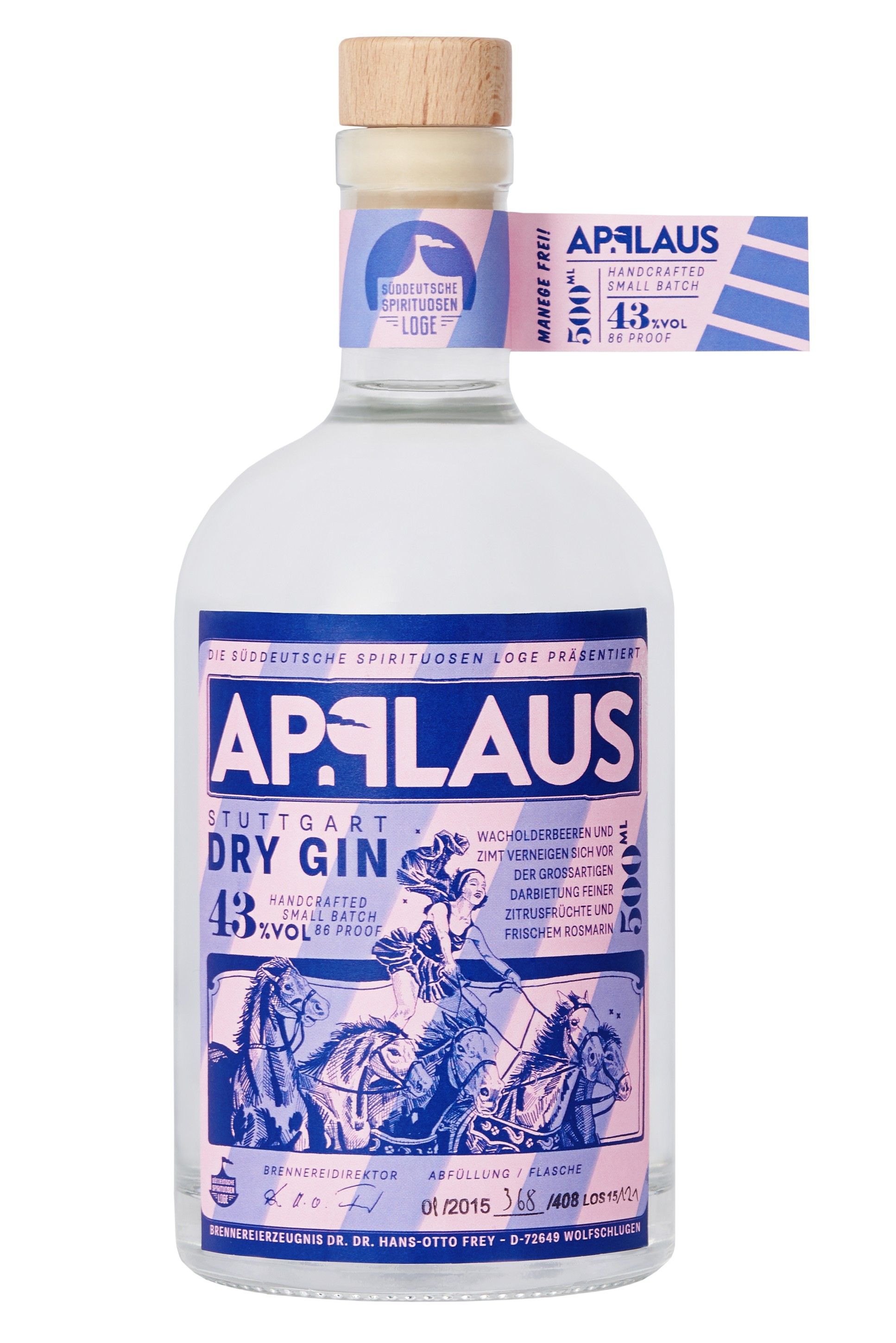 APPLAUS DRY GIN ORIGINAL 43% vol 0,5l Flasche