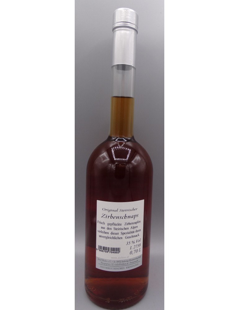 Zirbenz Zirbenschnaps von Josef Hofer - Edles aus den Ennstal - seit 1797 - Österreich / Steiermark 0,7l Flasche - 35% vol