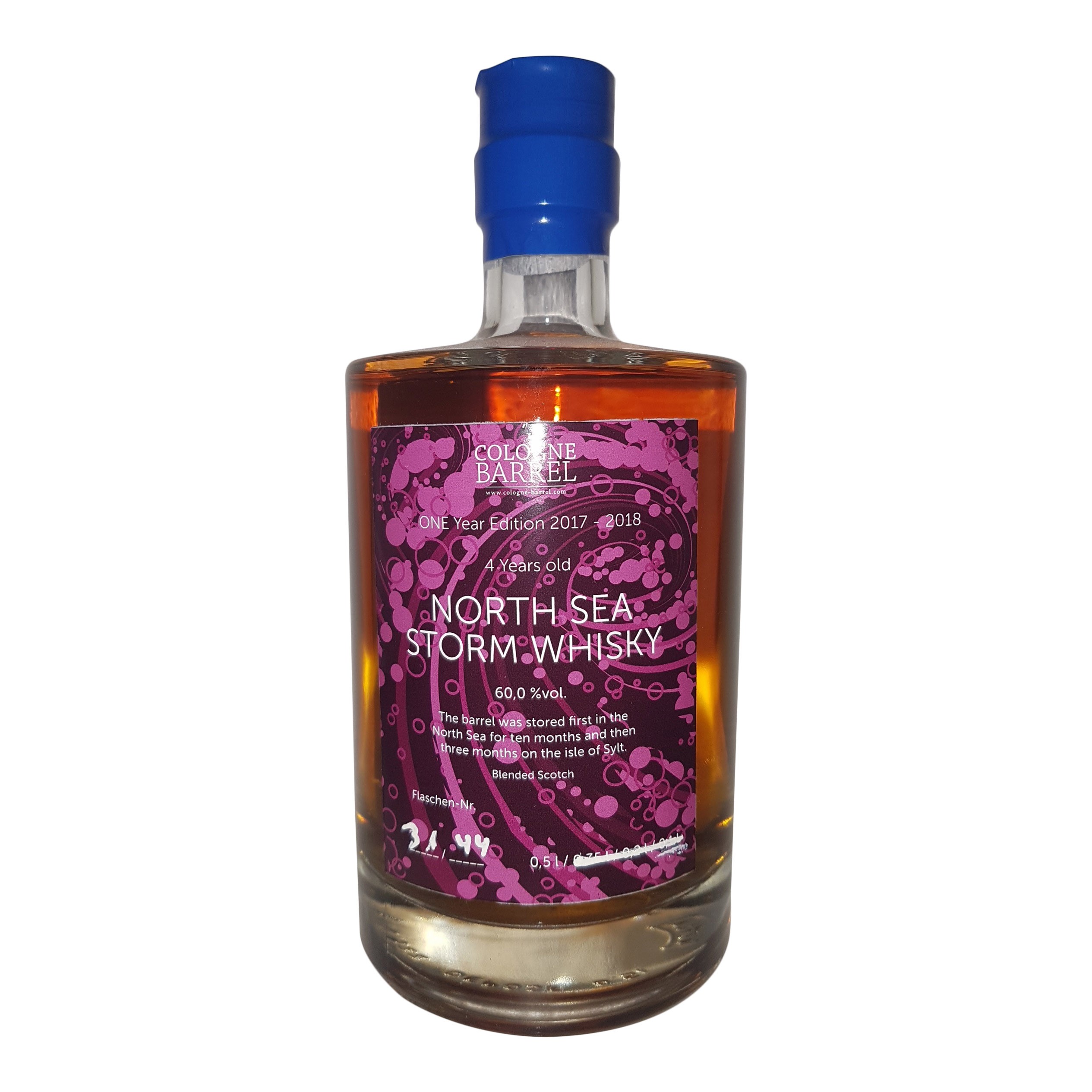 NORTH SEA STORM WHISKY ONE YEAR Edition (2017-2018) 4 Years old (60,0% Vol) - Sylt plus 1 Nosing Glas gratis