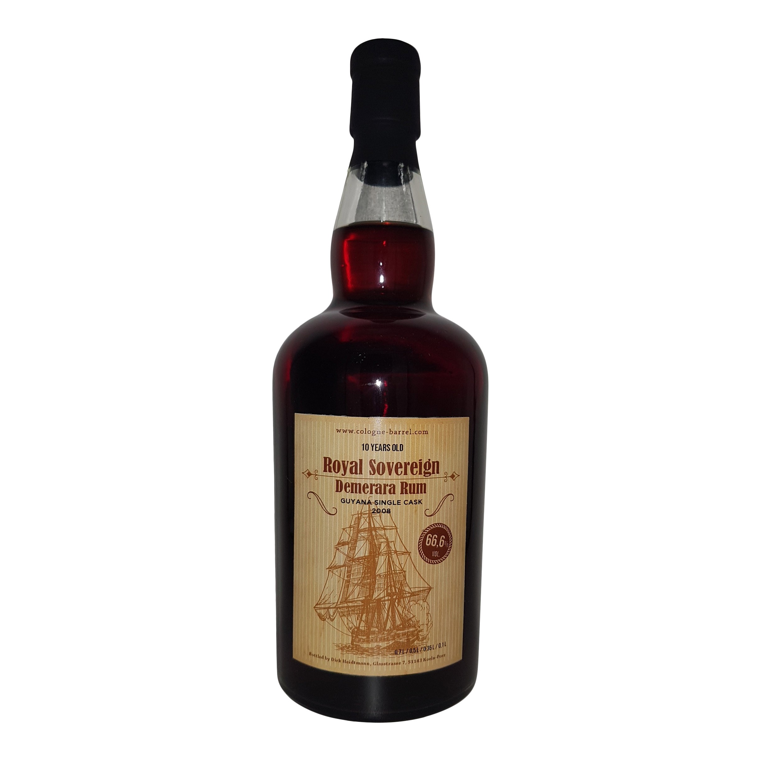 ROYAL SOVEREIGN -Demerara Rum- 66,6% vol (0,7l Flasche) - 10 Jahre