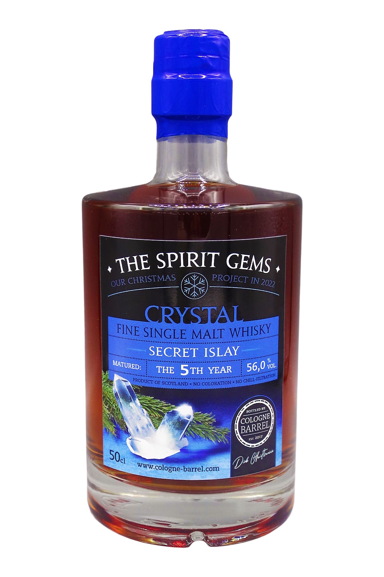 THE SPIRIT GEMS - CRYSTAL - Weihnachtswhisky - 5 Jahre - 56,0% vol - 0,5l Flasche plus 1 Nosing Glas gratis